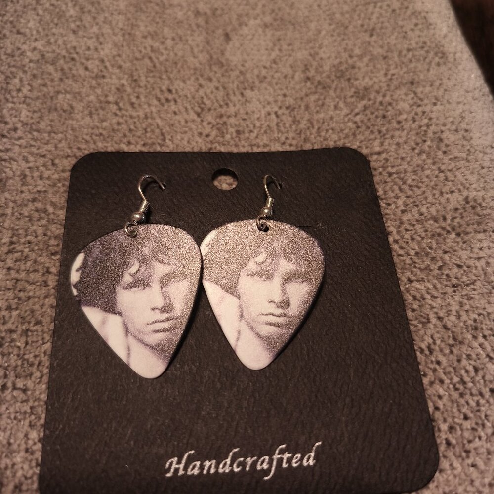 THE DOORS JIM MORRISON GUITAR PICK EARRINGS - NECKLACE SET
